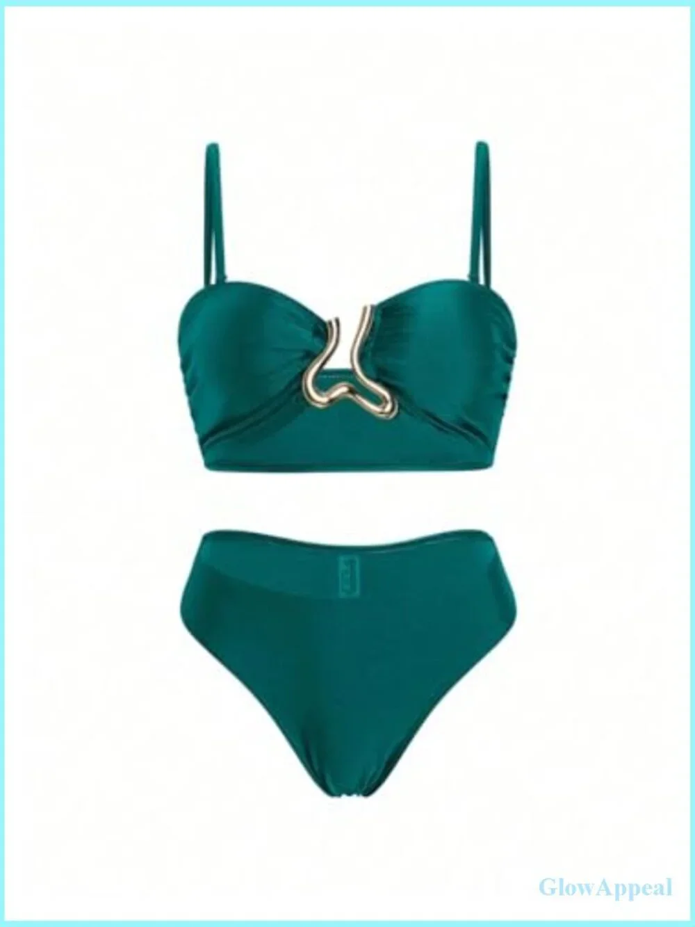 3 Piece Swimsuit Ruched Ring Linked Bikini Set with Cover Up Skirt